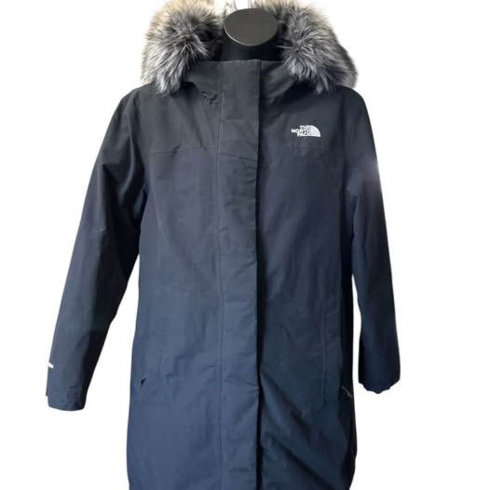 North Face Black 550 Parka Faux Fur Hood Size XXL